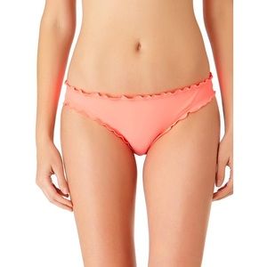 No Boundaries Juniors Lettuce Edge Scoop Bikini Swim Bottom S Neon Coral